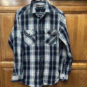 Airwalk Blue Casual Button Down Shirt with Flannel Comfort